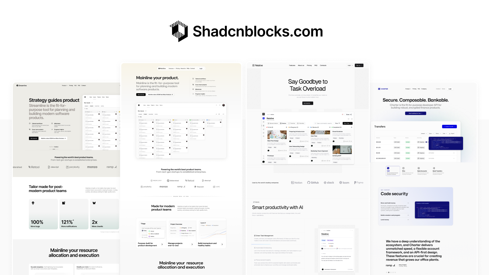 Shadcnblocks theme screenshots