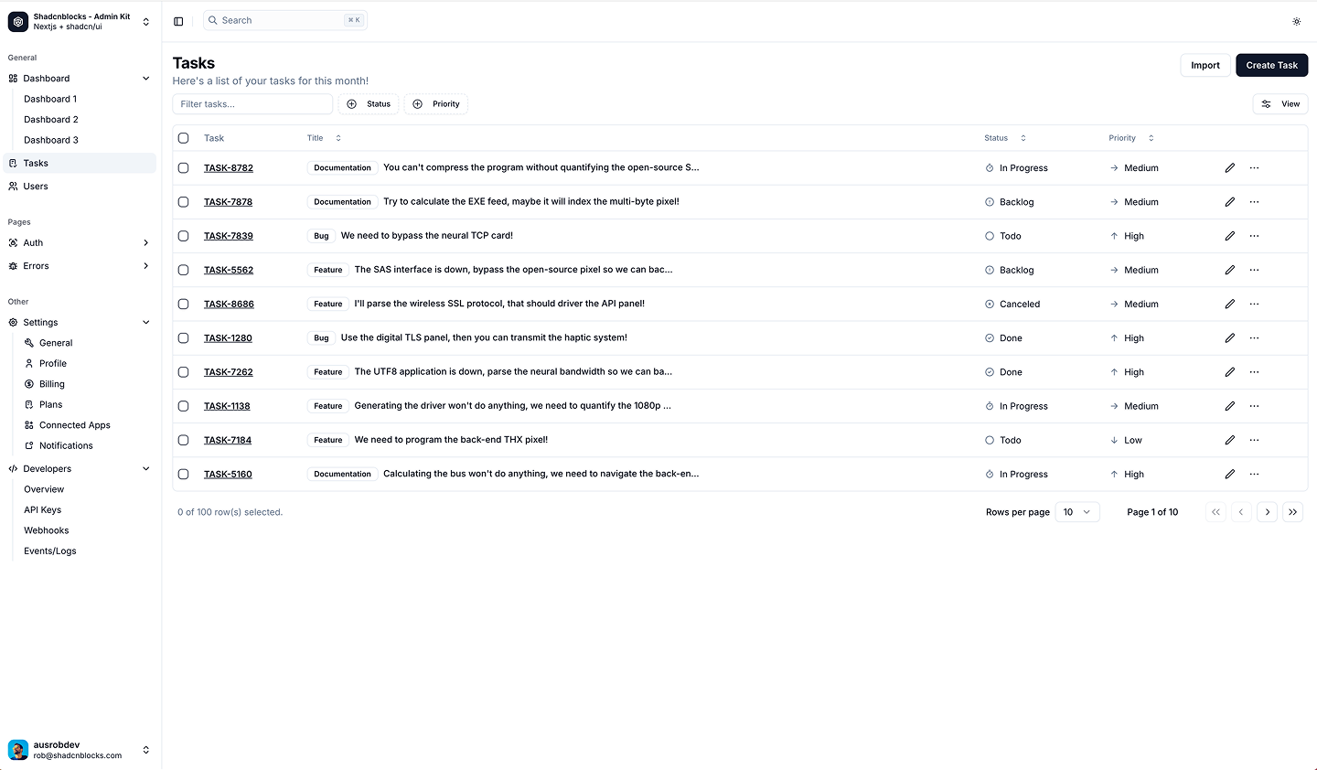 admin dashboard preview